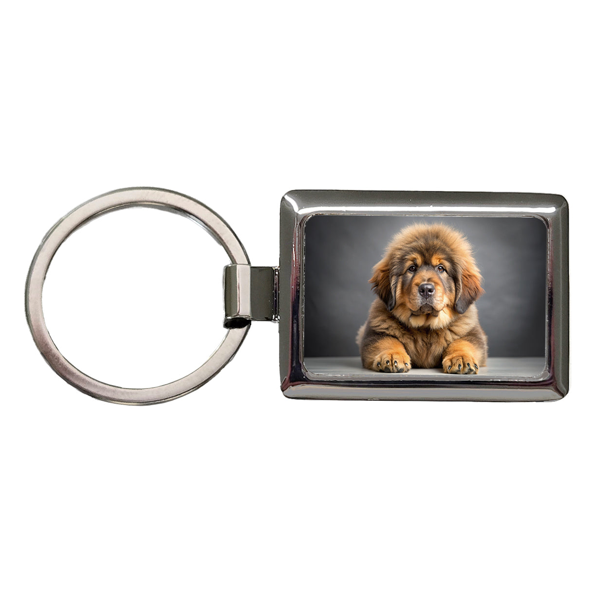 Tibetan Mastiff Dog Puppy Photo Rectangle Metal Keychain