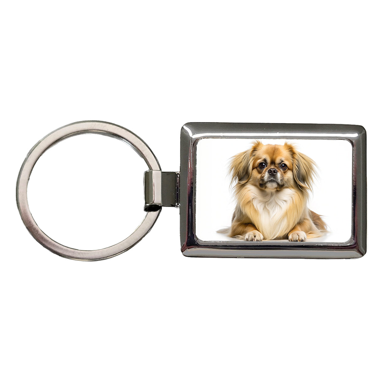 Tibetan Spaniel Dog Photo Rectangle Metal Keychain