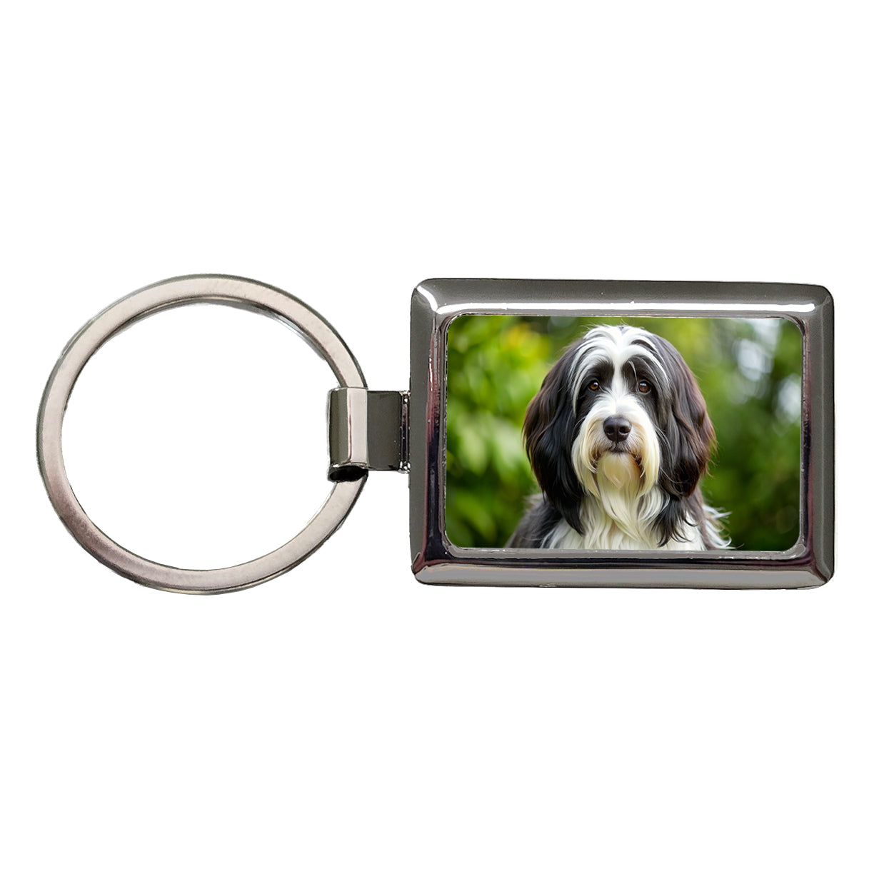 Tibetan Terrier Dog Photo Rectangle Metal Keychain