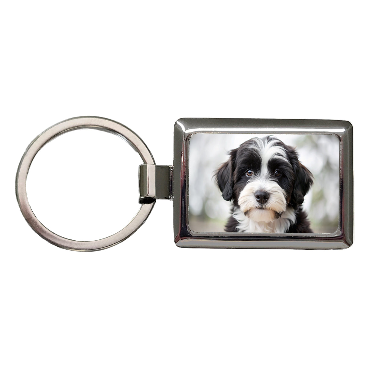 Tibetan Terrier Dog Puppy Photo Rectangle Metal Keychain