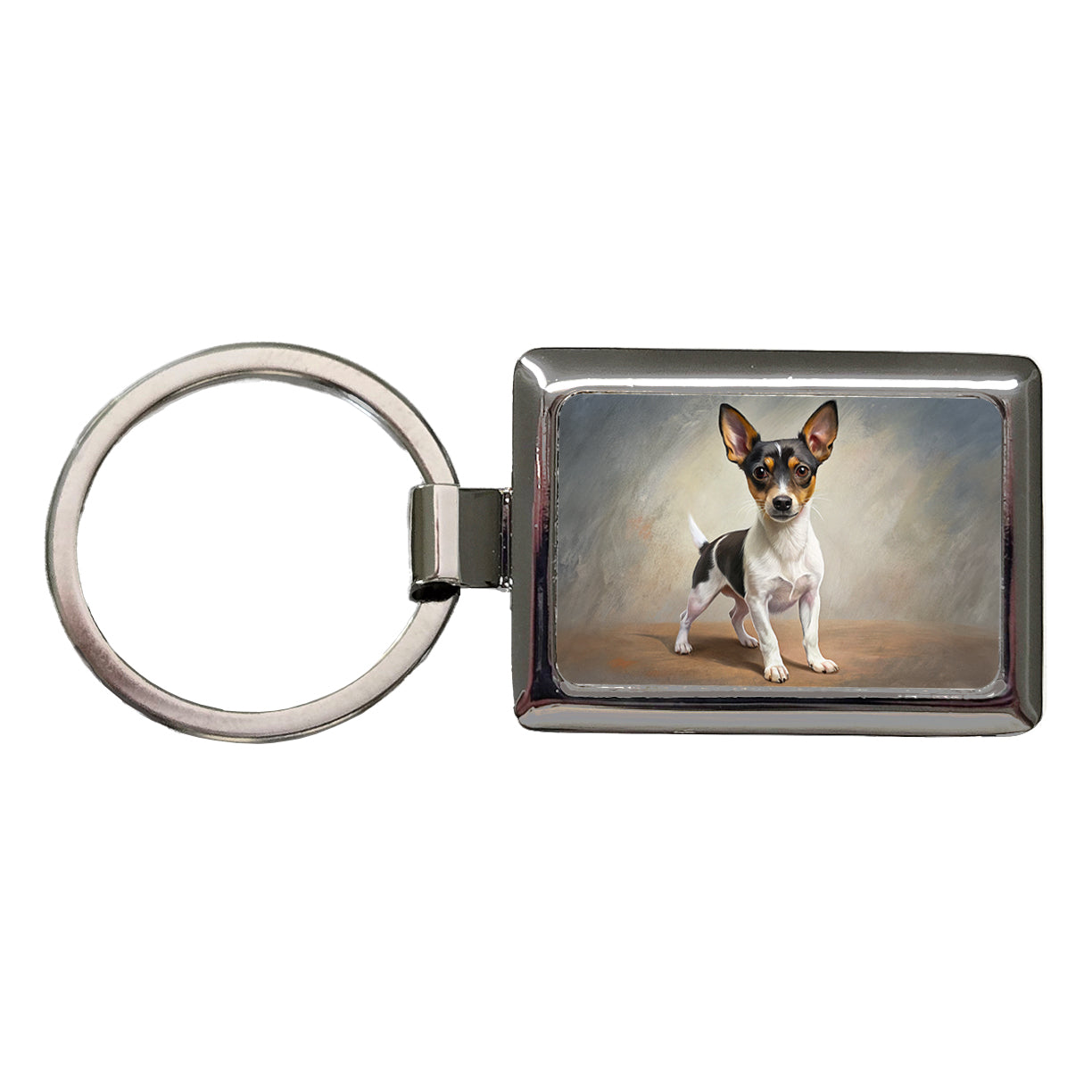 Toy Fox Terrier Dog Illustration Rectangle Metal Keychain