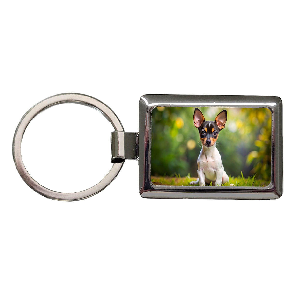 Toy Fox Terrier Dog Puppy Photo Rectangle Metal Keychain