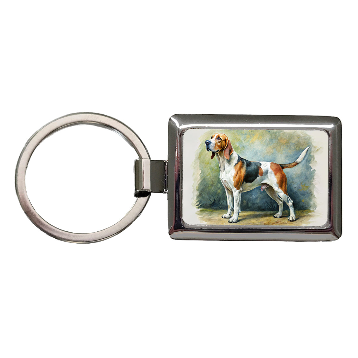 Treeing Walker Coonhound Dog Illustration Rectangle Metal Keychain