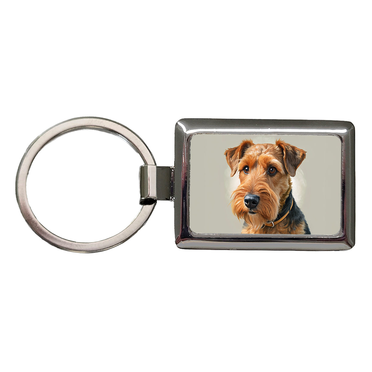 Welsh Terrier Dog Illustration Rectangle Metal Keychain