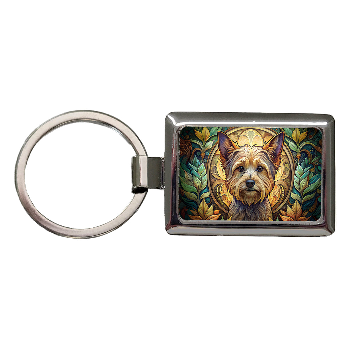 Yorkipoo Dog Art Nouveau Rectangle Metal Keychain