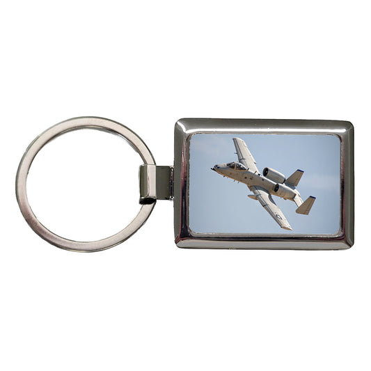 A-10 Thunderbolt II Warthog US Air Force Plane In Flight Rectangle Metal Keychain