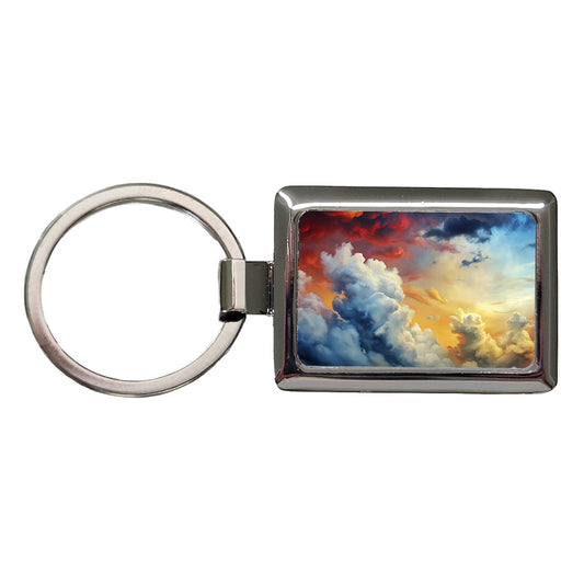 Cloudy Sky Colors Rectangle Metal Keychain