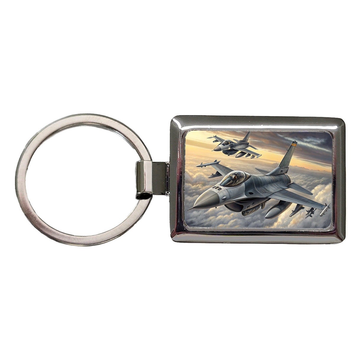 F-16 Fighting Falcon Viper Planes Flying In Formation Rectangle Metal Keychain