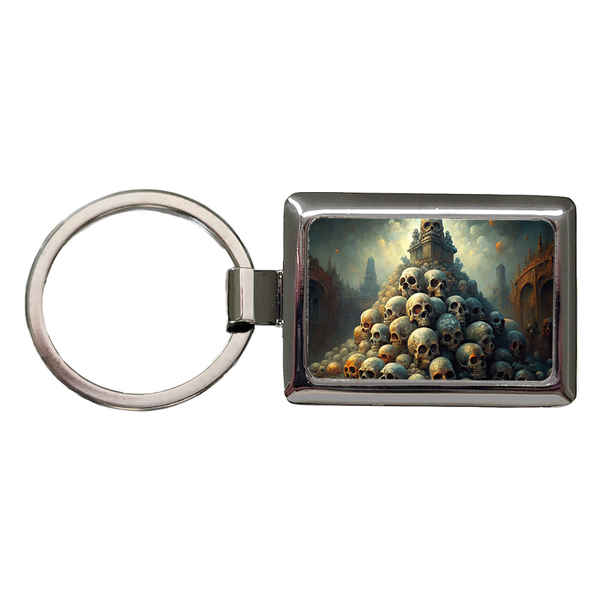 Pile Of Skulls Death Gothic Rectangle Metal Keychain