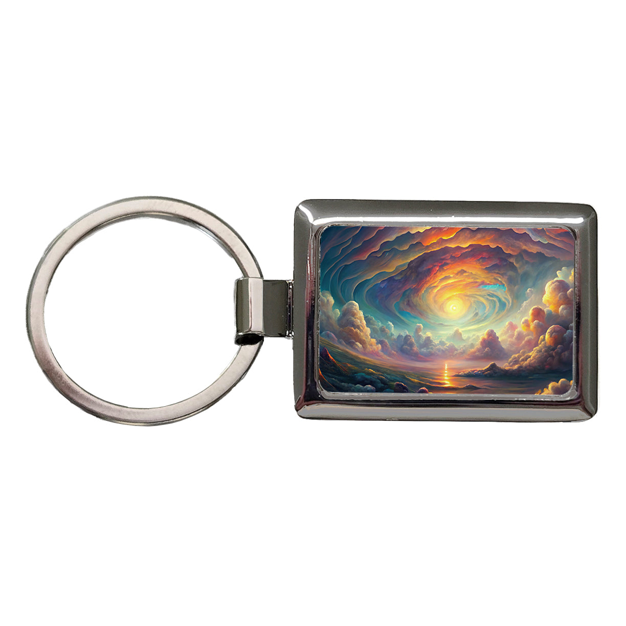Psychedelic Cloudy Sky Pastel Colors Rectangle Metal Keychain