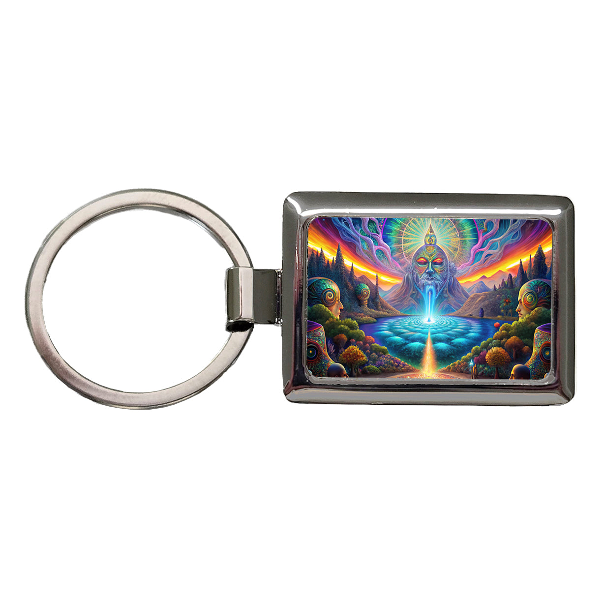 Psychedelic Mysticism Mystical Scene Rectangle Metal Keychain