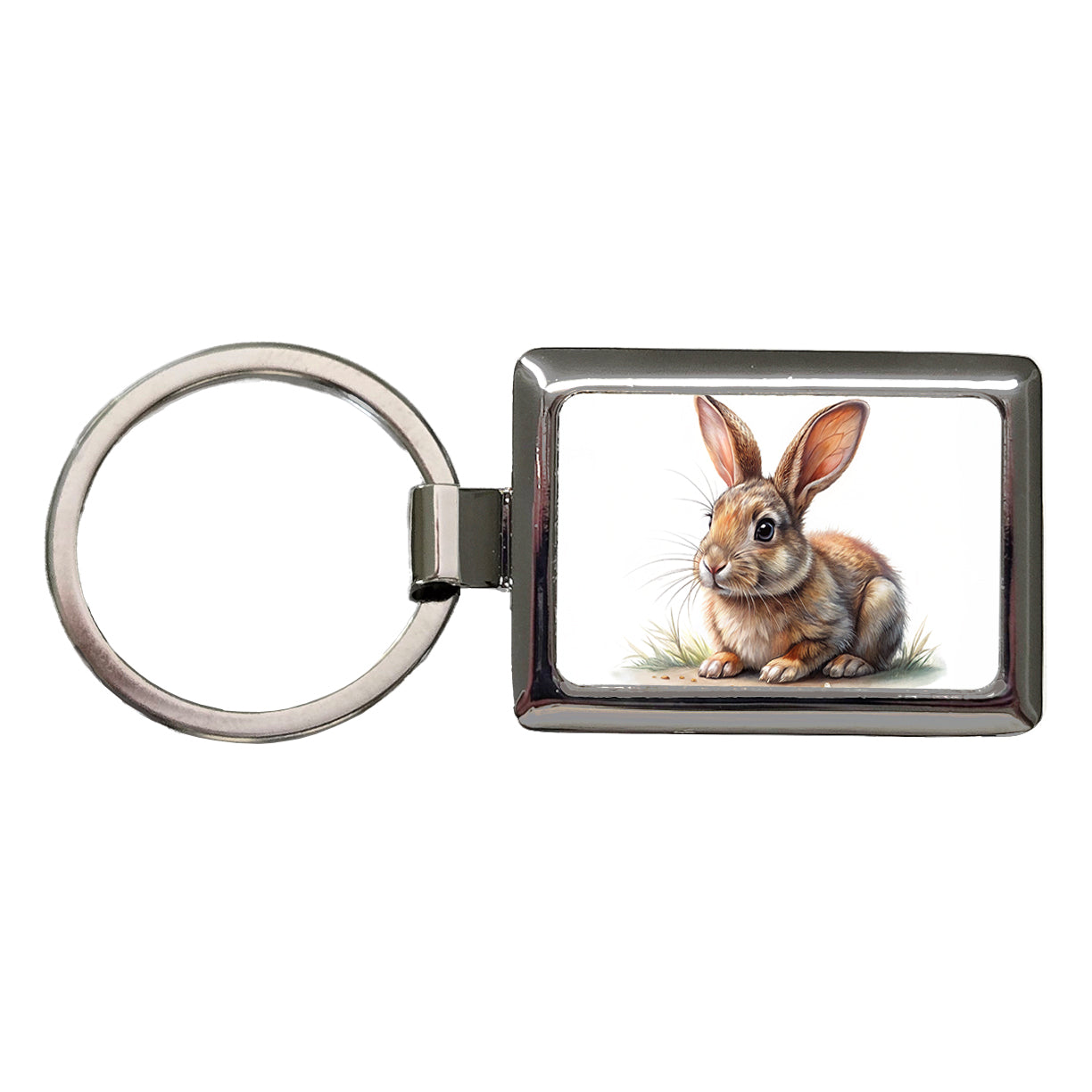 Rabbit Bunny Illustration Rectangle Metal Keychain