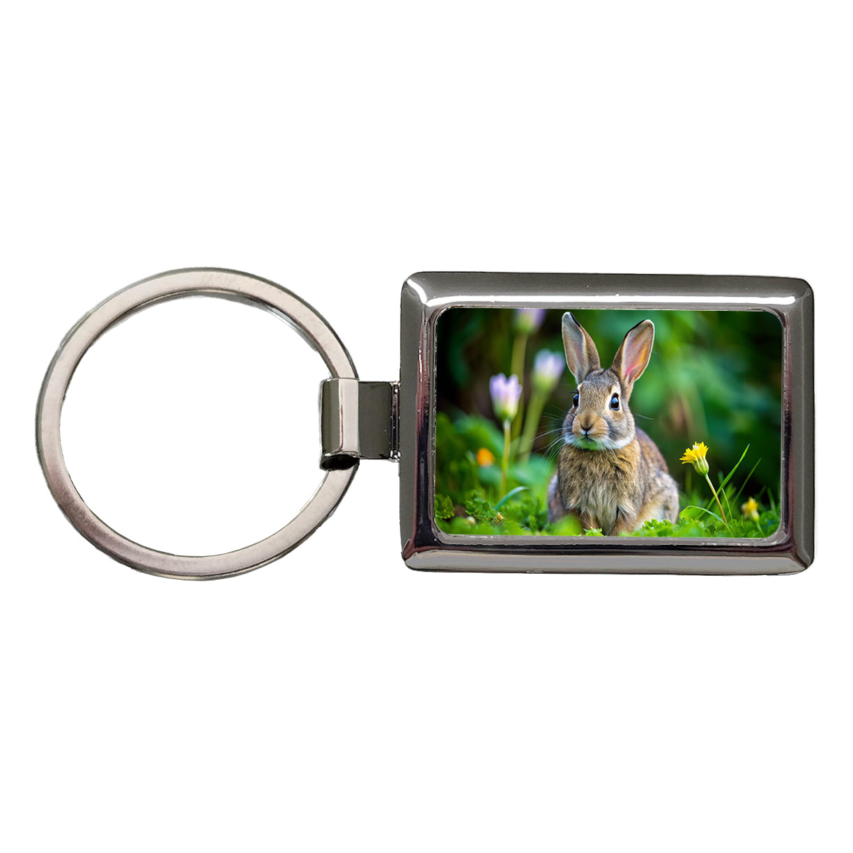 Rabbit Bunny Photo Rectangle Metal Keychain