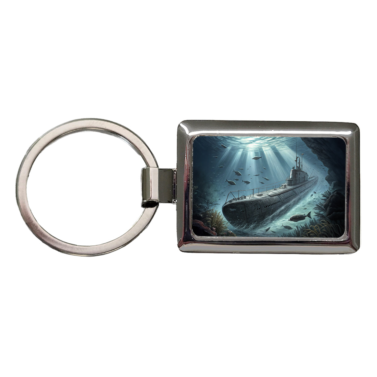 WWII German U-Boat Submarine Rectangle Metal Keychain