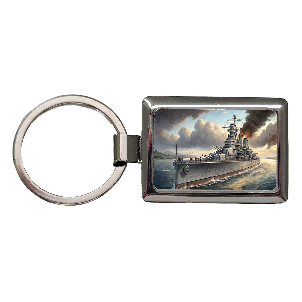 WWII Heavy Cruiser Rectangle Metal Keychain
