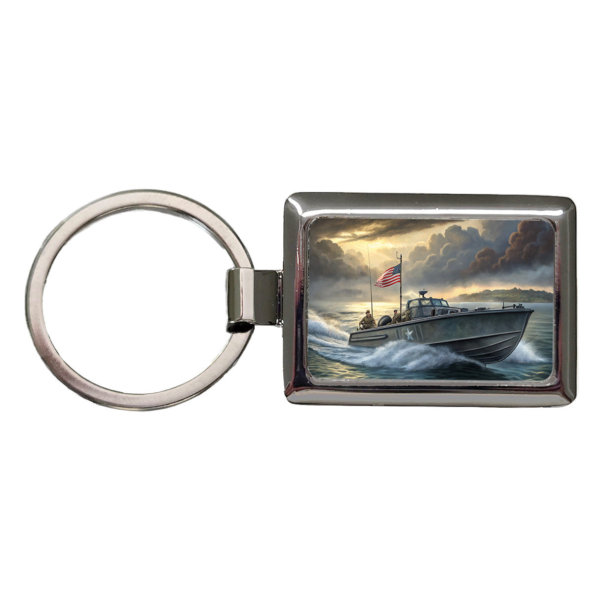 WWII US Navy PT Torpedo Boat Rectangle Metal Keychain