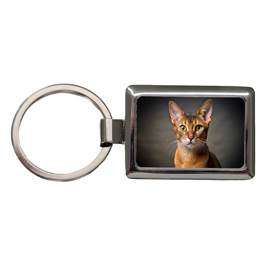 Abyssinian Cat Photo Rectangle Metal Keychain