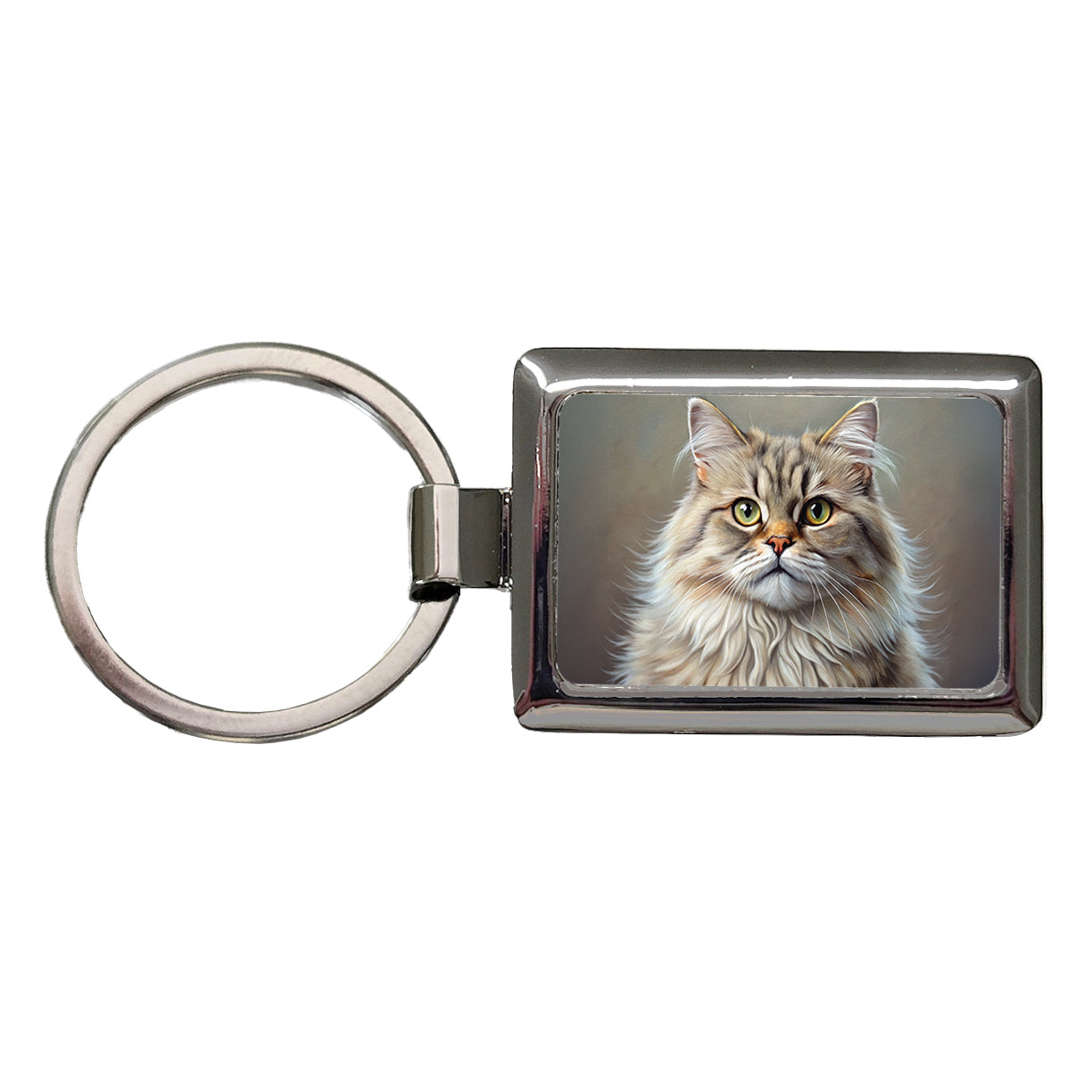 British Longhair Cat Illustration Rectangle Metal Keychain