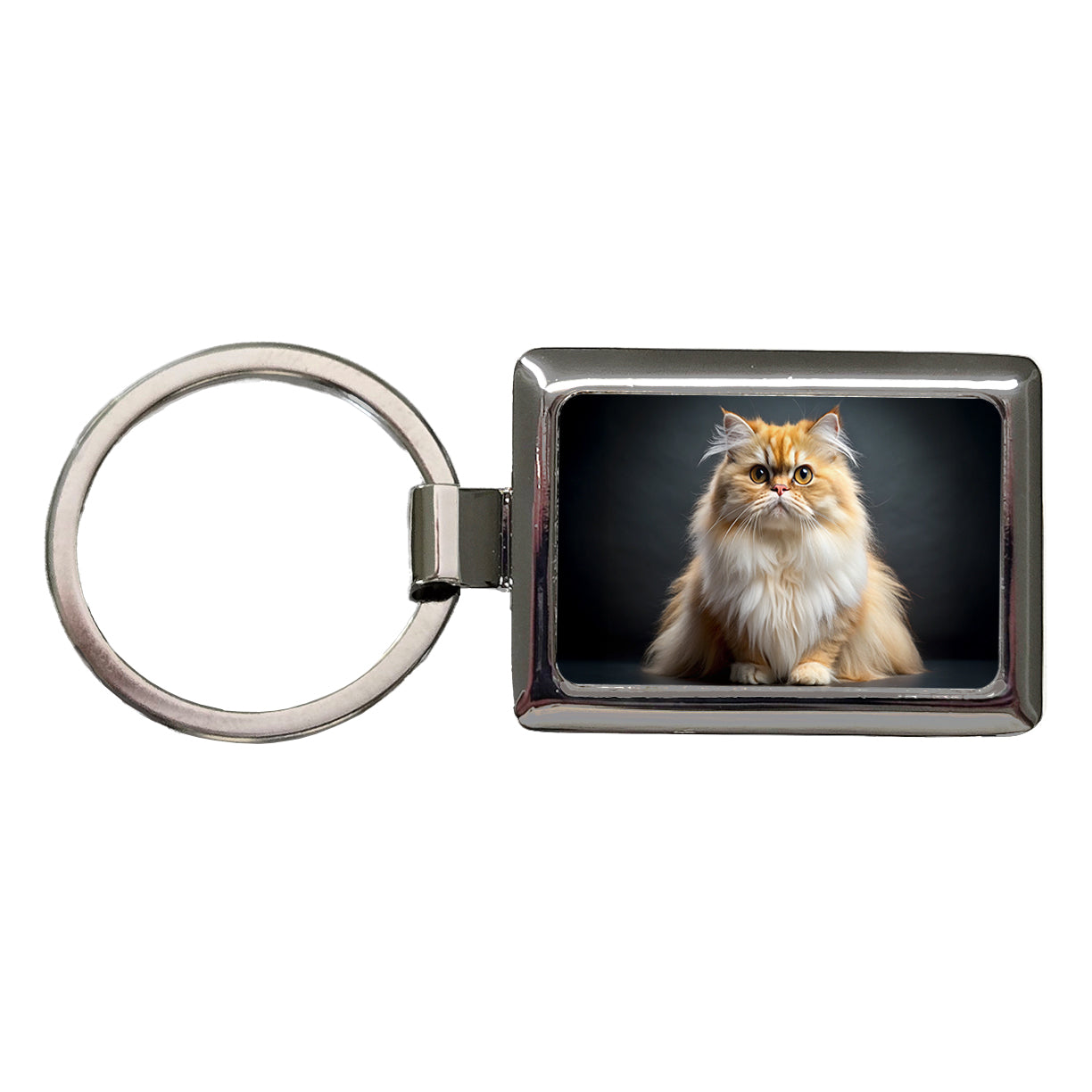 Classic Persian Cat Photo Rectangle Metal Keychain