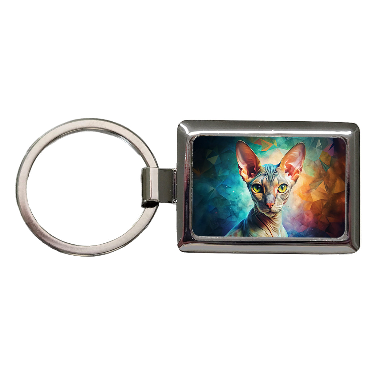 Cornish Rex Cat Abstract Art Rectangle Metal Keychain