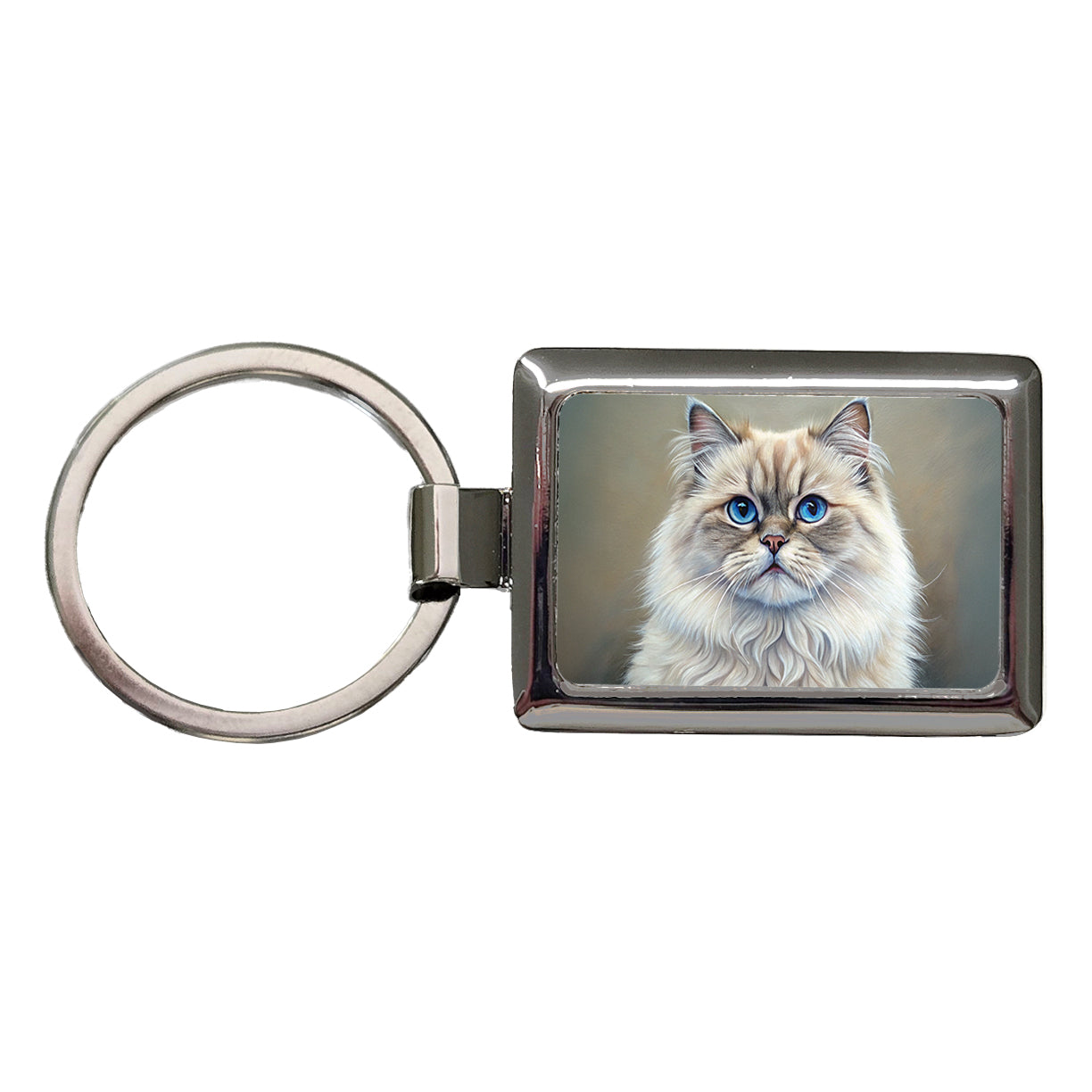 Himalayan Cat Illustration Rectangle Metal Keychain