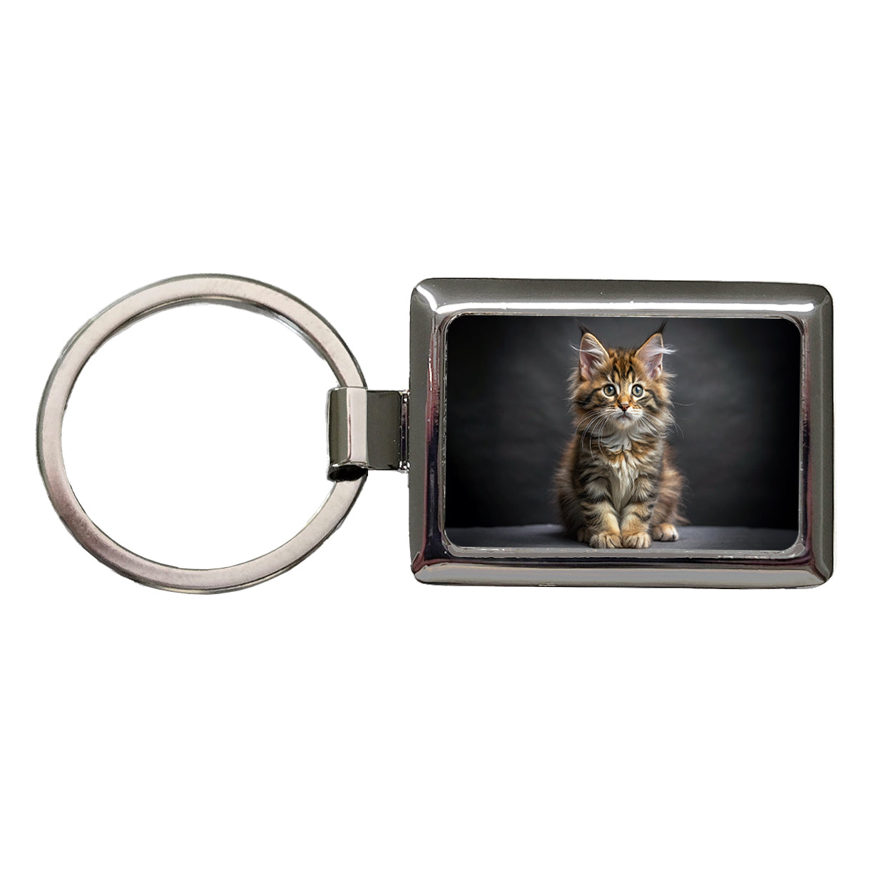 Maine Coon Cat Kitten Photo Rectangle Metal Keychain