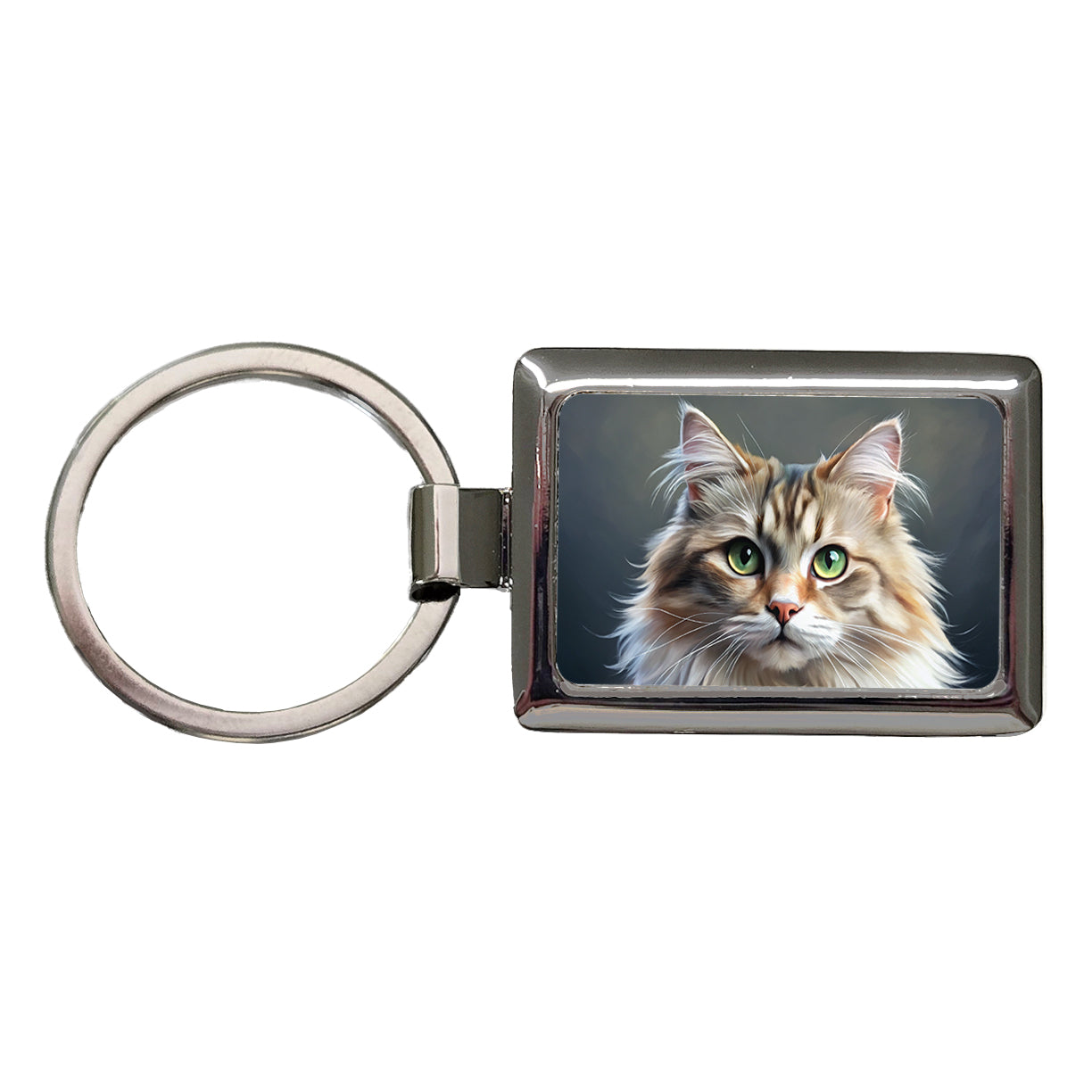 Ragamuffin Cat Illustration Rectangle Metal Keychain