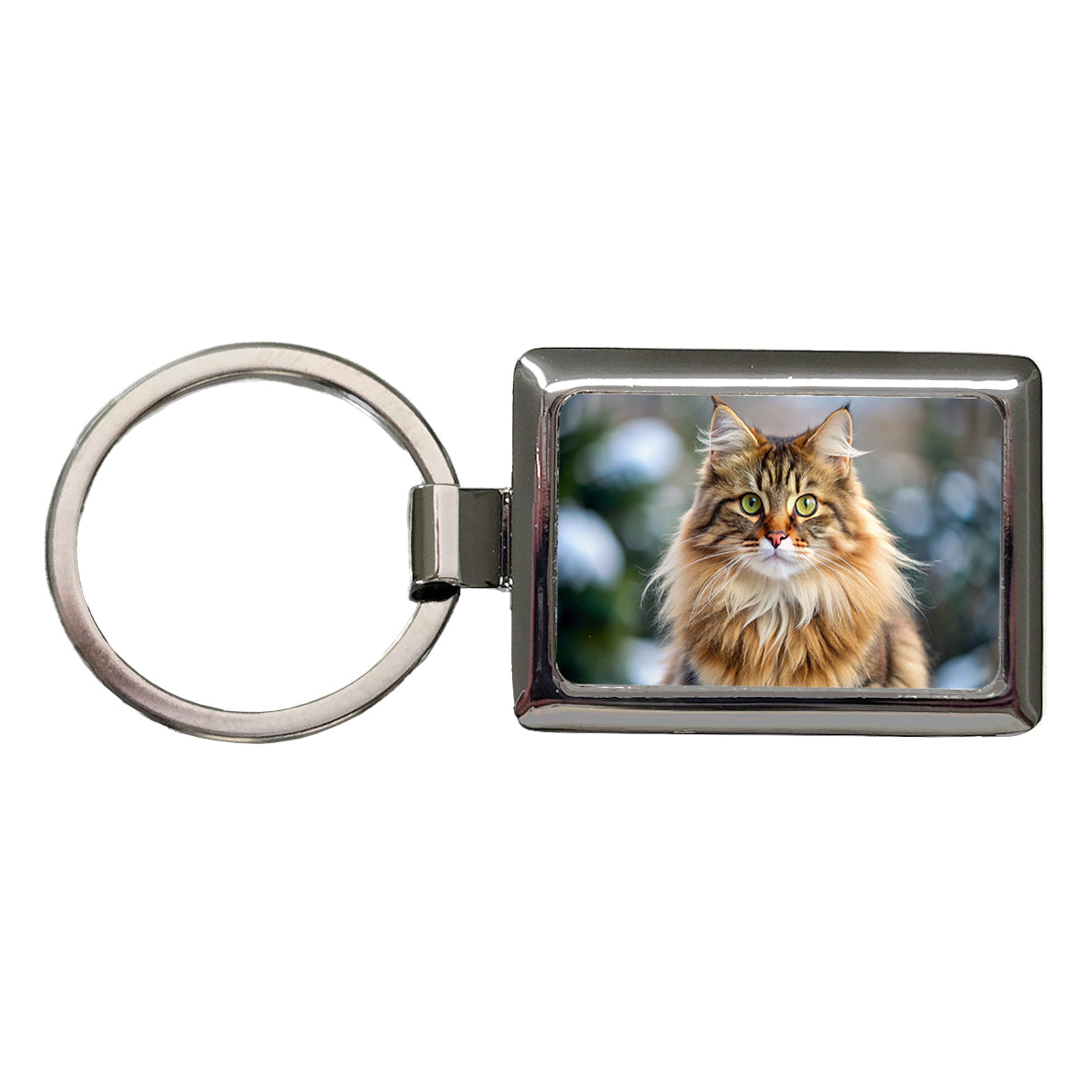 Siberian Cat Photo Rectangle Metal Keychain