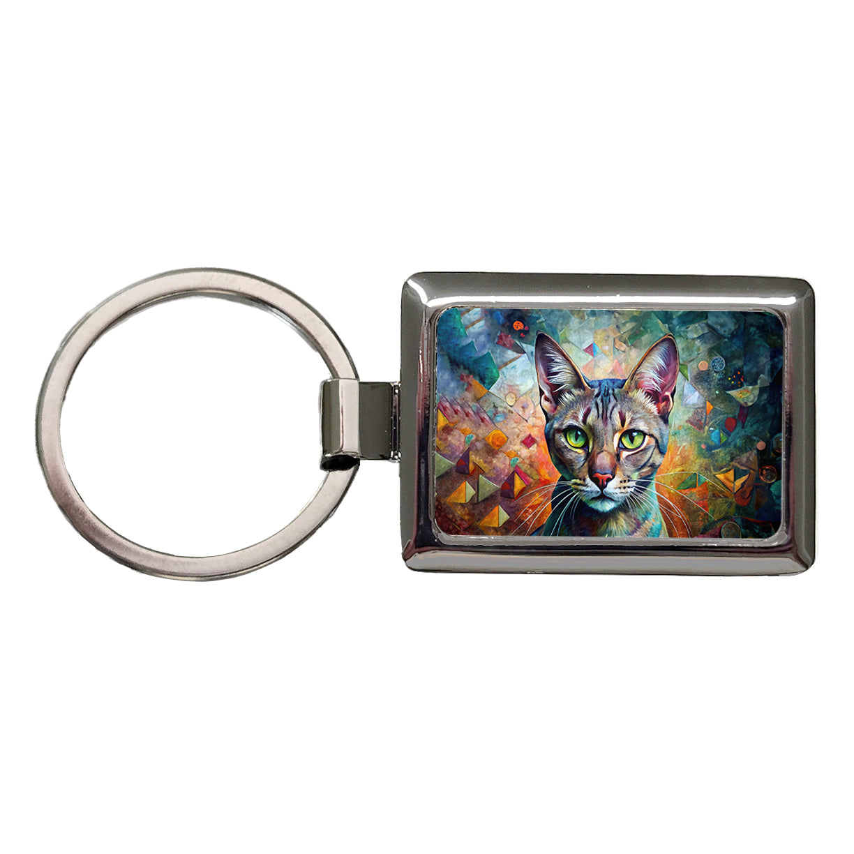 Singapura Cat Abstract Art Rectangle Metal Keychain