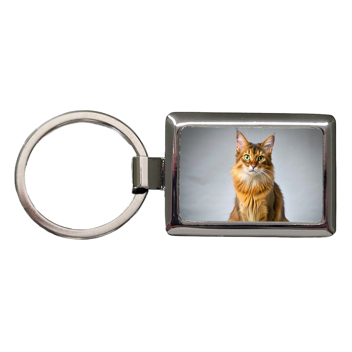 Somali Cat Photo Rectangle Metal Keychain