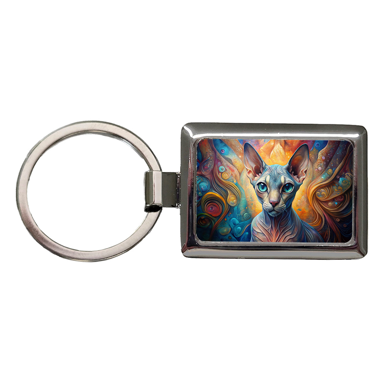 Sphynx Cat Abstract Art Rectangle Metal Keychain
