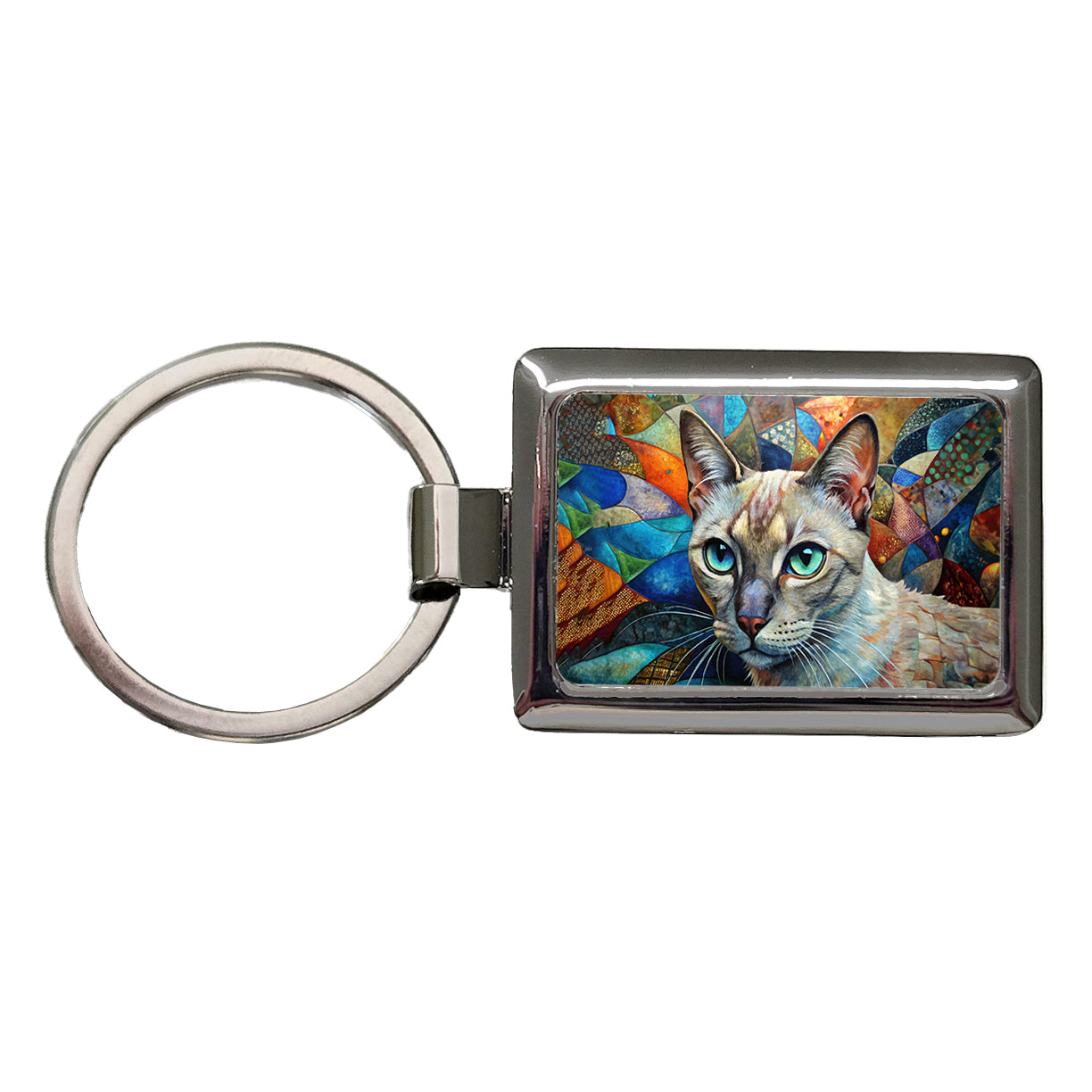 Tonkinese Cat Abstract Art Rectangle Metal Keychain