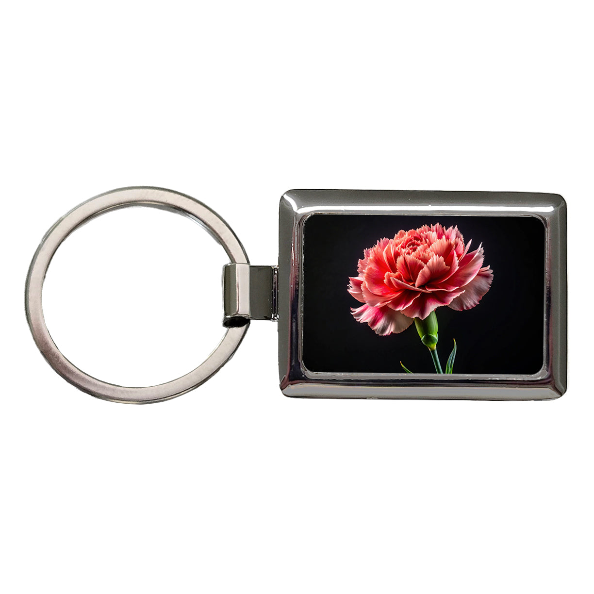 Carnation Flower Photo Rectangle Metal Keychain