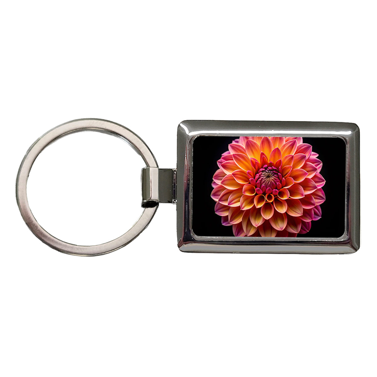 Dahlia Flower Photo Rectangle Metal Keychain