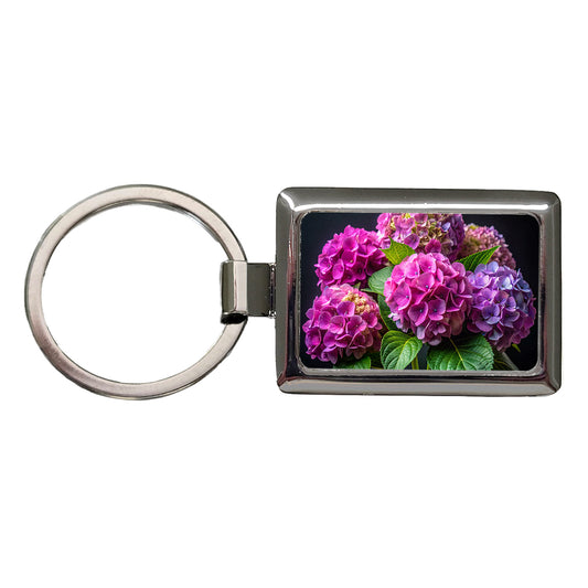 Hydrangea Flowers Photo Rectangle Metal Keychain
