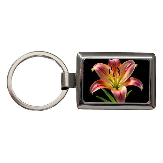 Lily Flower Photo Rectangle Metal Keychain