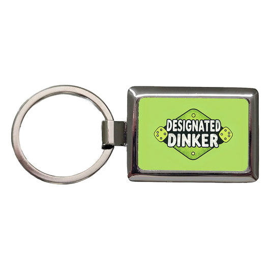 Designated Dinker Funny Pickleball Saying Rectangle Metal Keychain