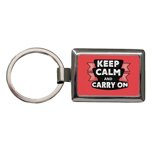 Keep Calm And Carry On Funny Rectangle Metal Keychain