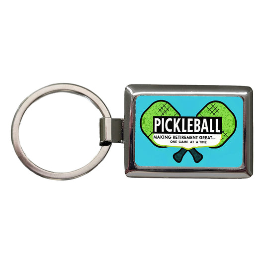 Pickleball Making Retirement Great One Game At A Time Rectangle Metal Keychain