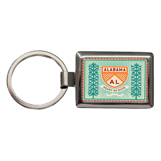 Alabama AL State Heart of Dixie Travel Vacation Stamp Rectangle Metal Keychain