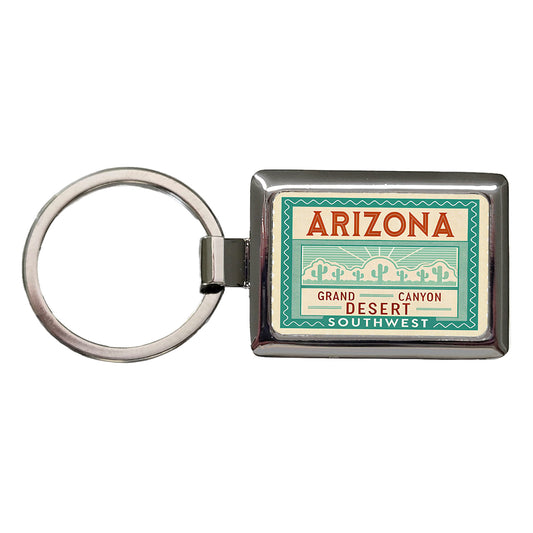 Arizona AZ State Grand Canyon Southwest Travel Vacation Stamp Rectangle Metal Keychain