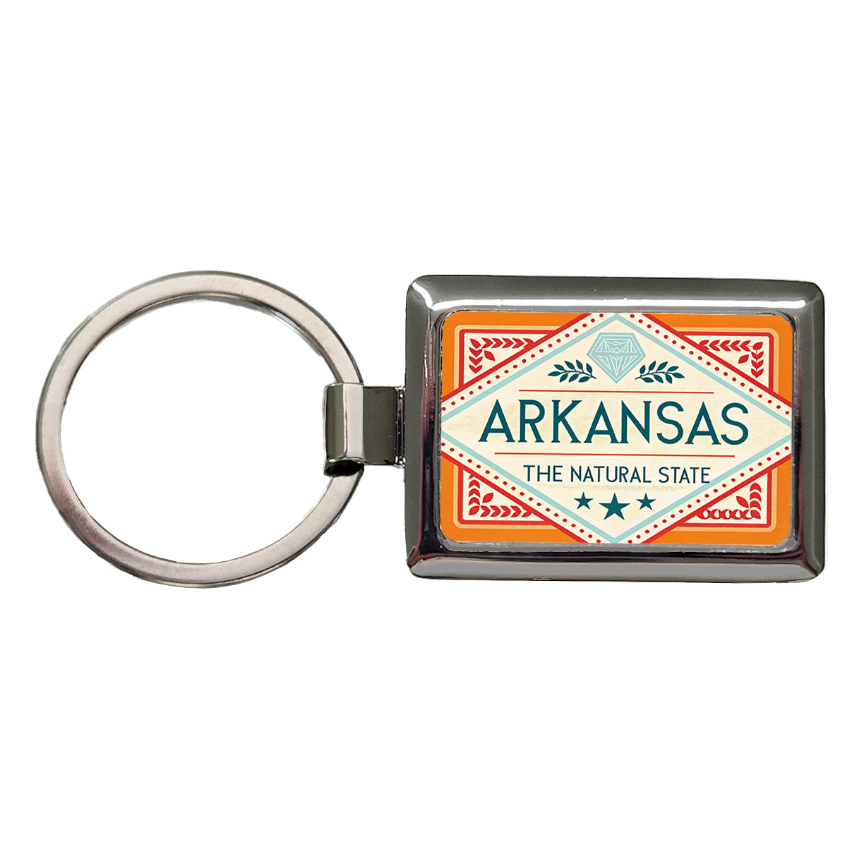 Arkansas AR The Natural State Travel Vacation Stamp Rectangle Metal Keychain
