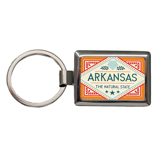 Arkansas AR The Natural State Travel Vacation Stamp Rectangle Metal Keychain