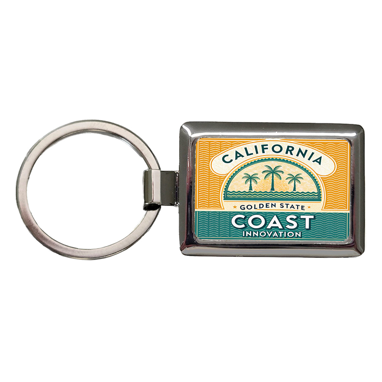 California CA Golden State Coast Innovation Travel Vacation Stamp Rectangle Metal Keychain