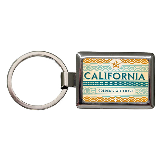 California CA Golden State Coast Travel Vacation Stamp Rectangle Metal Keychain