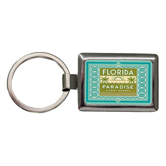 Florida FL Paradise State Travel Vacation Stamp Rectangle Metal Keychain