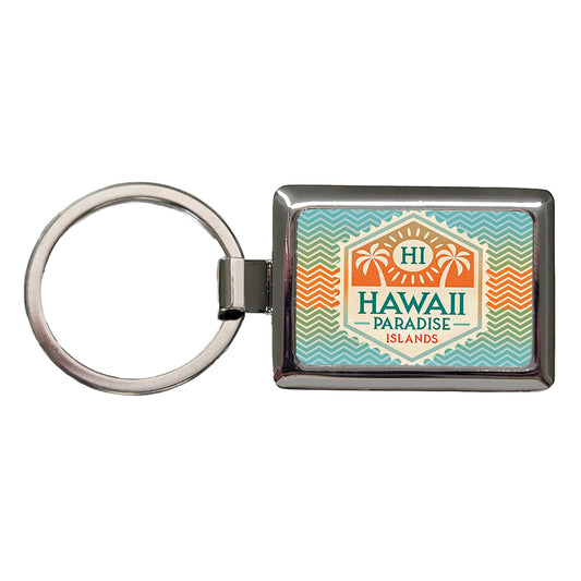 Hawaii HI Paradise Islands State Travel Vacation Stamp Rectangle Metal Keychain