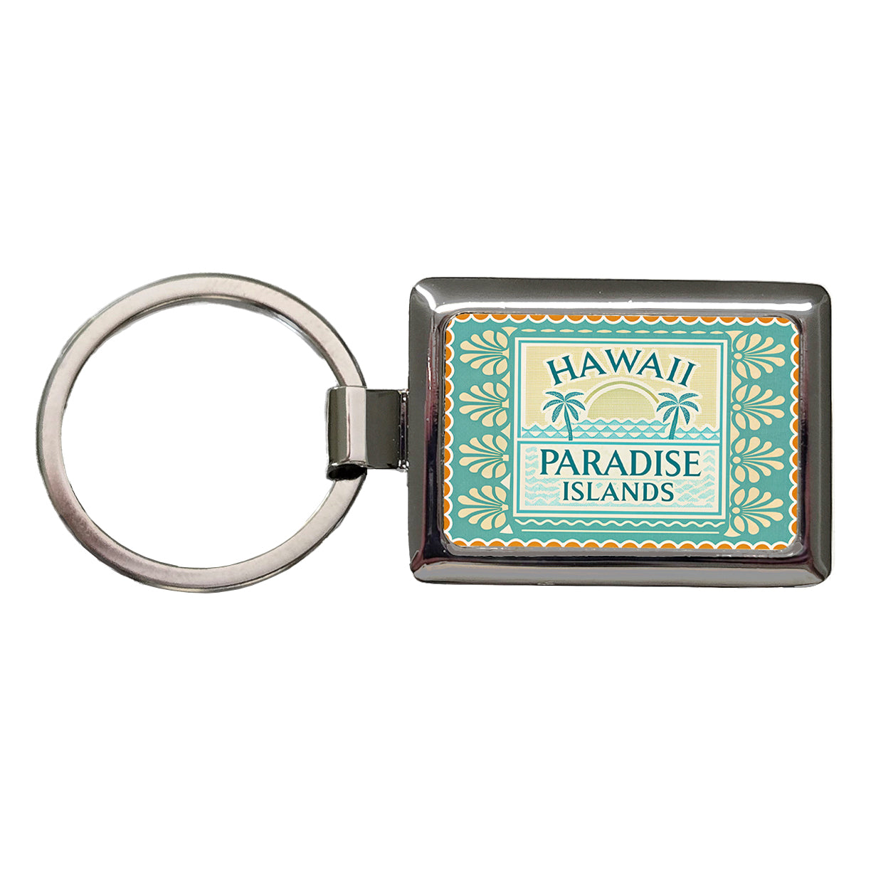 Hawaii State Paradise Islands Travel Vacation Stamp Rectangle Metal Keychain