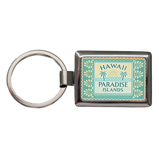 Hawaii State Paradise Islands Travel Vacation Stamp Rectangle Metal Keychain