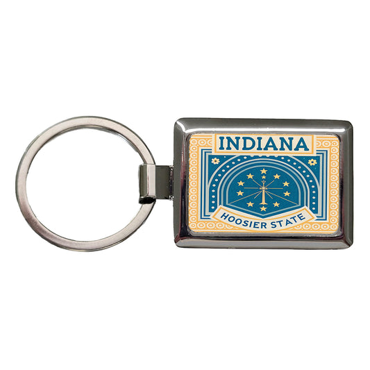 Indiana IN Hoosier State Travel Vacation Stamp Rectangle Metal Keychain